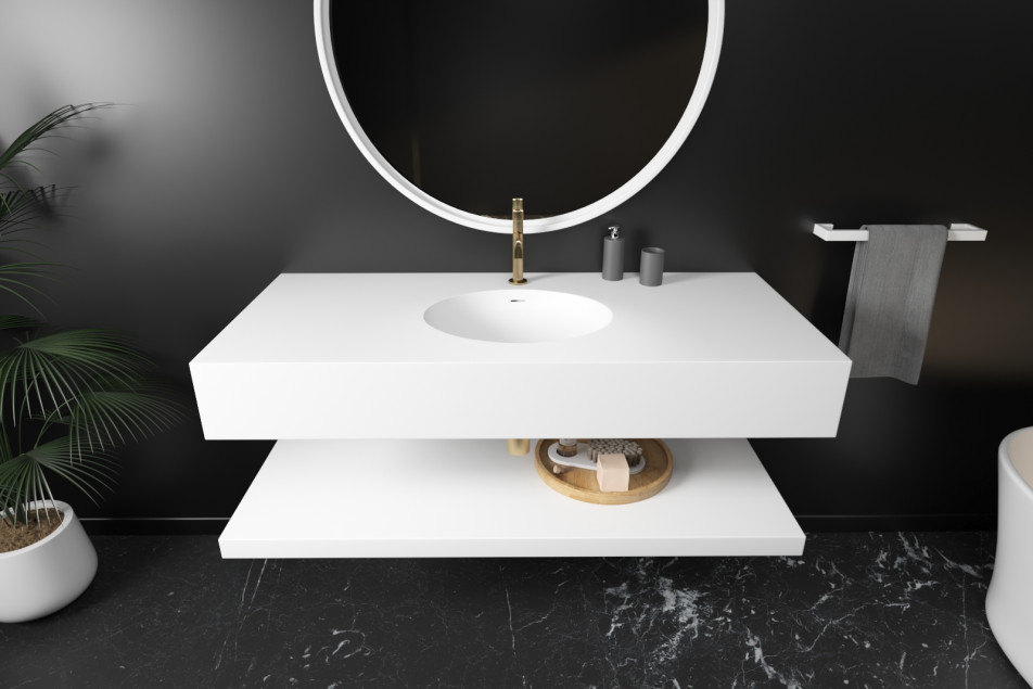 DIAMANT single washbasin in Krion® front view