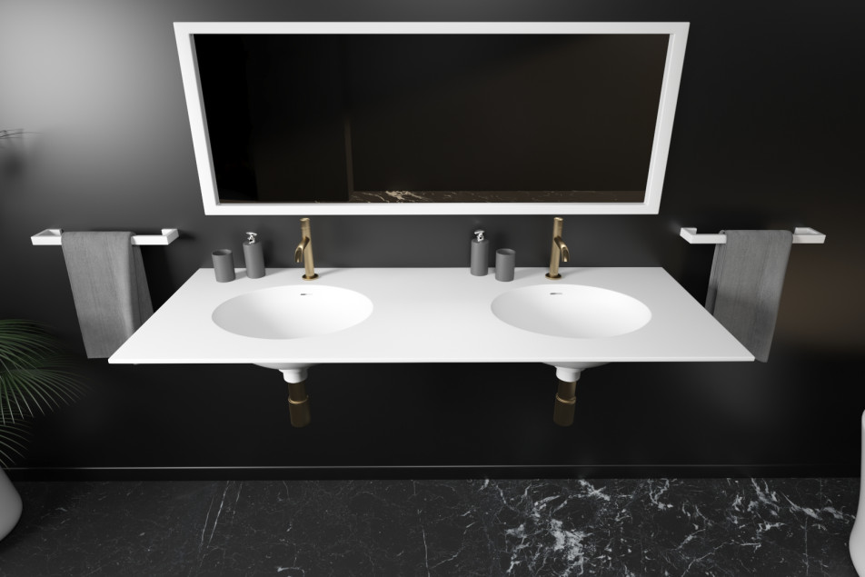 DIAMANT double washbasin in Krion® front view