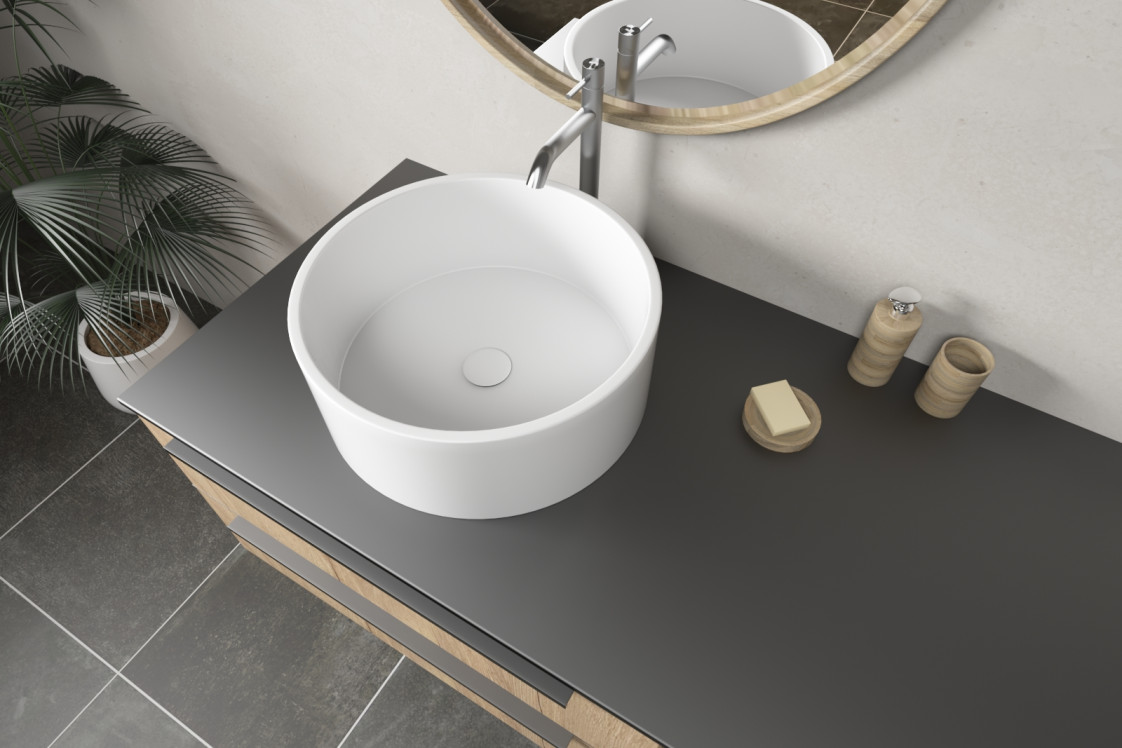 FAOIA countertop basin, seen from the side