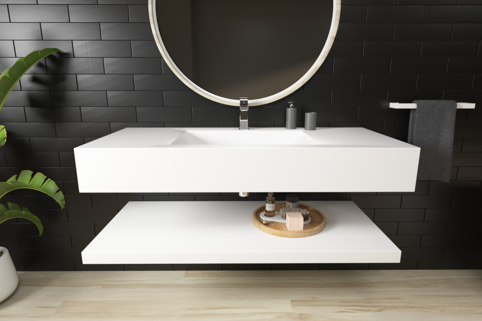 CARAVELLE single washbasin in Krion® top view