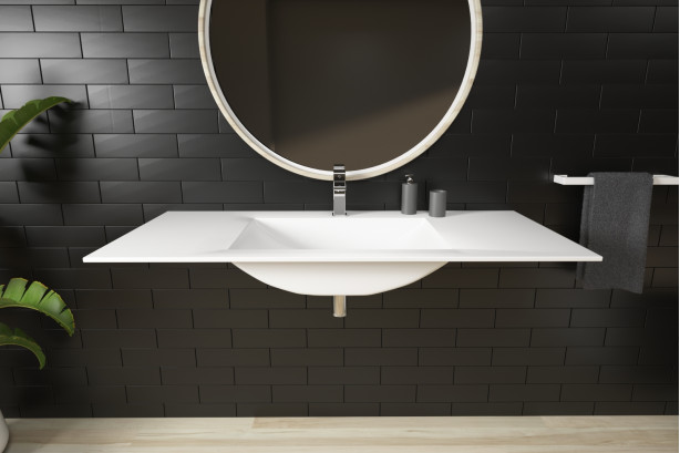 CARAVELLE single washbasin in Krion® seen from the side