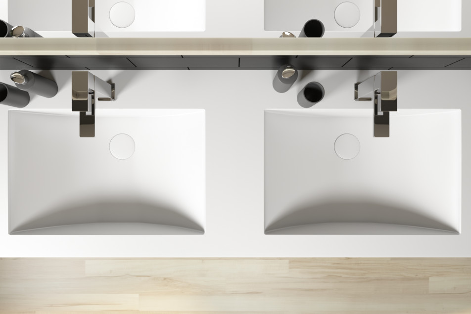 CARAVELLE double washbasin in Krion® top view