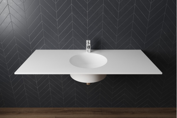 MATAIVA single washbasin in Krion® seen from the side