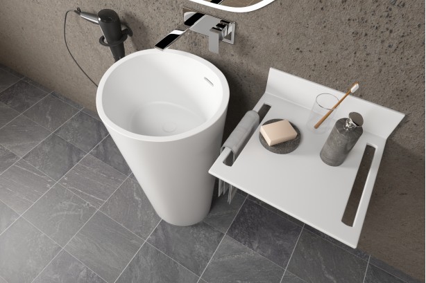 KRION® ALMOND white basin wall mounted side view