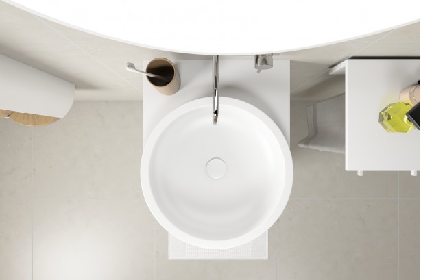 KRION® ARO floor-standing basin white top view