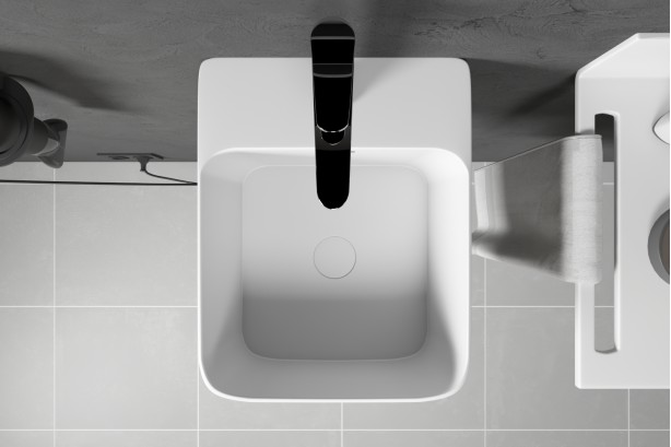 KRION® MODUL wall mounted beige washbasin top view