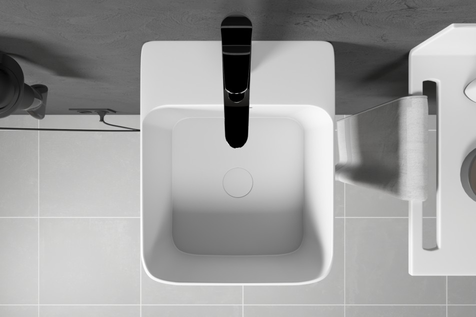 KRION® MODUL® grey wall-mounted washbasin top view