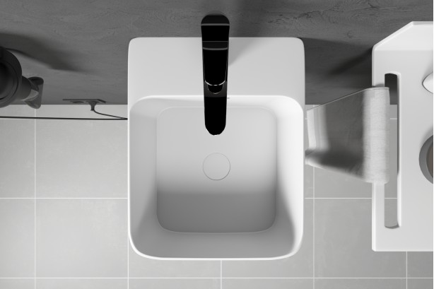 KRION® MODUL wall mounted black washbasin front view