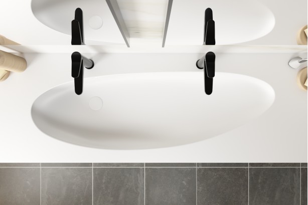 Meuble structure avec plan vasque KRION® simple XL NEST vue de dessus
