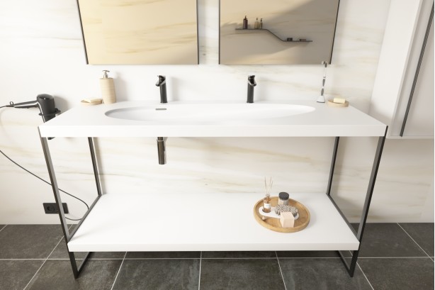 Structural furniture with single XL washbasin KRION® NEST side view