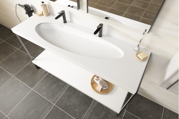 Structural furniture with single XL washbasin KRION® NEST side view
