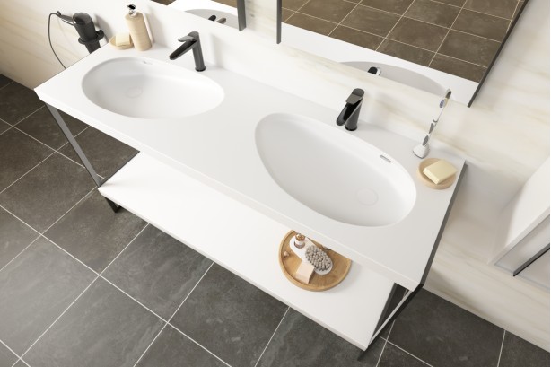 Structural furniture with double washbasin KRION® NEST side view