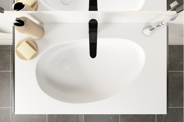 Structural furniture with single washbasin KRION® NEST top view