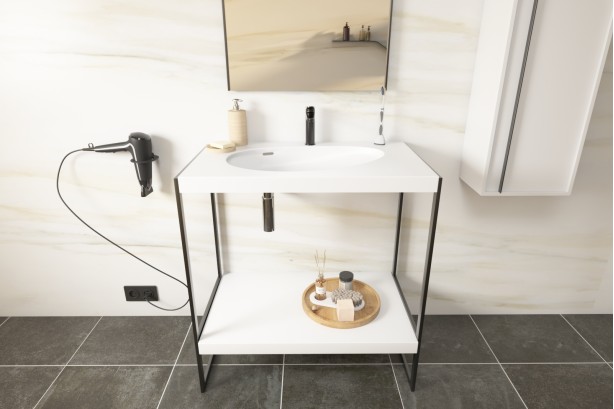 Structural furniture with single washbasin KRION® NEST side view