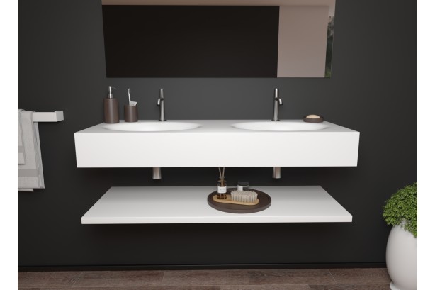 PERLE CORIAN® double sink front view