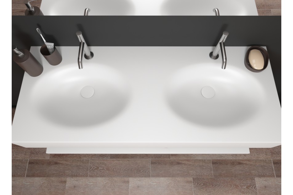 PERLE CORIAN® double sink top view