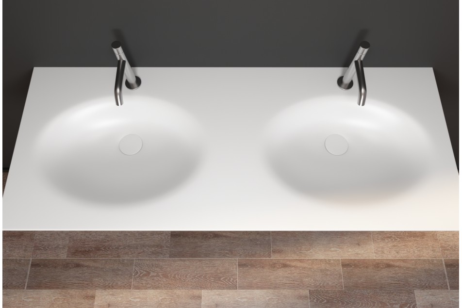 PERLE CORIAN® double sink top view