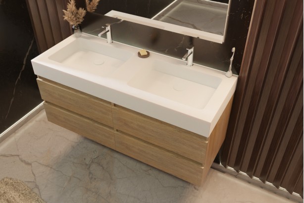 SMART drawer unit with KOLE® double washbasin side view