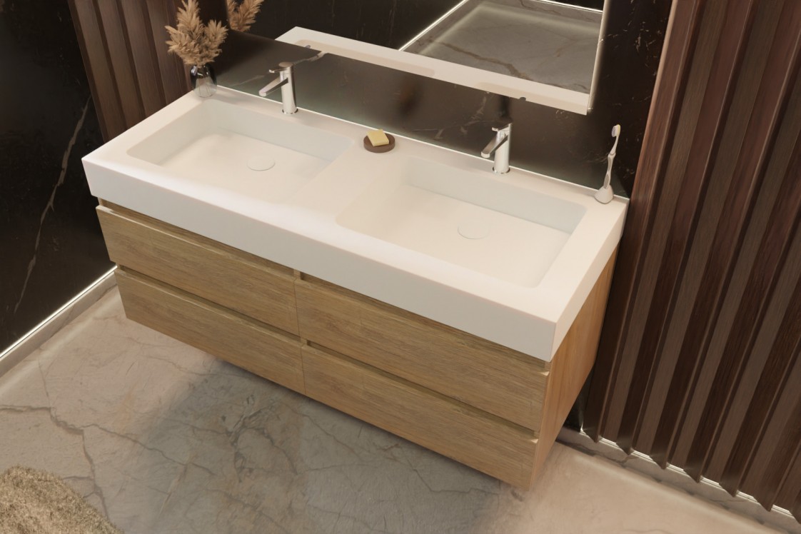 SMART drawer unit with KOLE® double washbasin side view