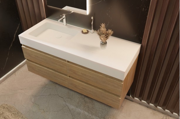 SMART drawer unit with left KRION® single washbasin KOLE side view