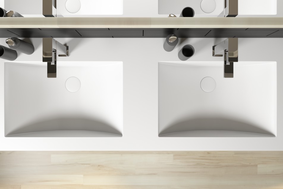 KRION® double sink CARAVELLE top view