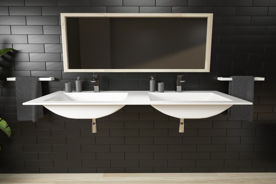 KRION® double sink CARAVELLE front view
