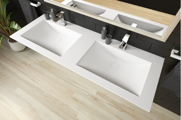 KRION® double sink CARAVELLE side view