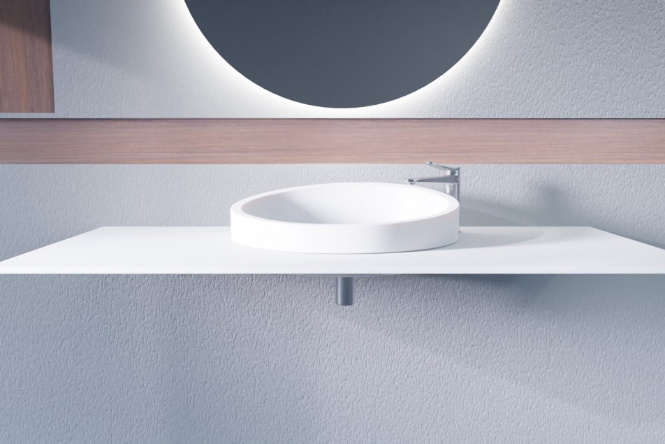 KRION® single washbasin ALMOND front view