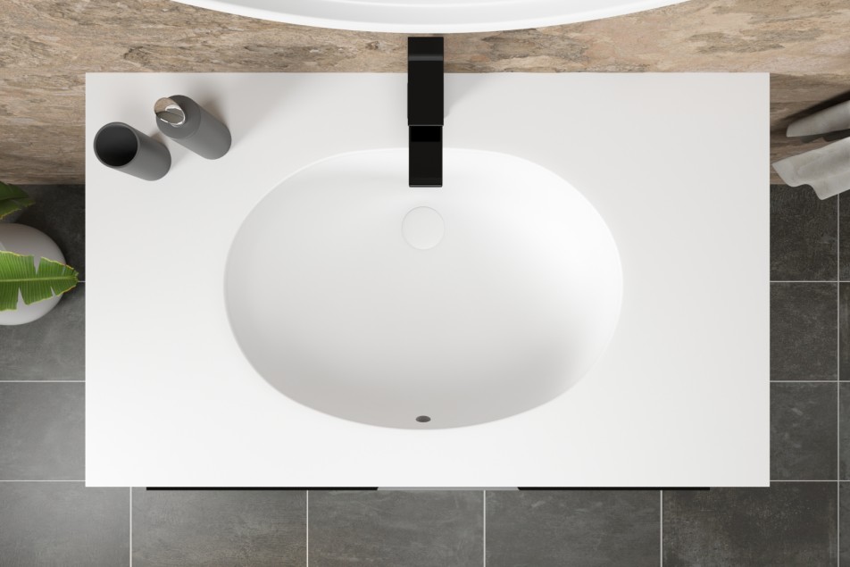BERNIER single washbasin unit with one drawer with Corian® handle top view