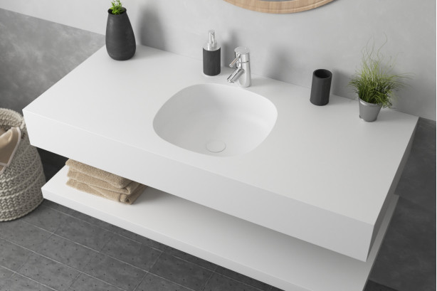 PARSEVAL single washbasin in Krion® front view