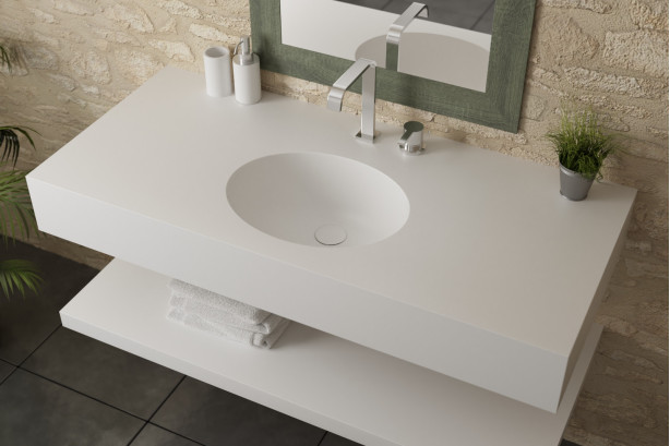 TAHAA single washbasin in Krion® front view