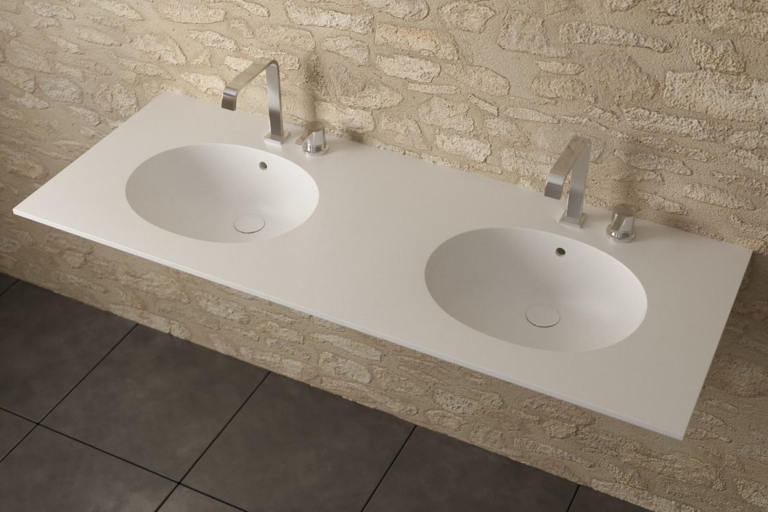 BARROW double washbasin in CORIAN® side view