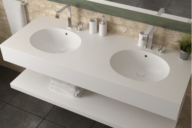 BARROW single washbasin in CORIAN® front view