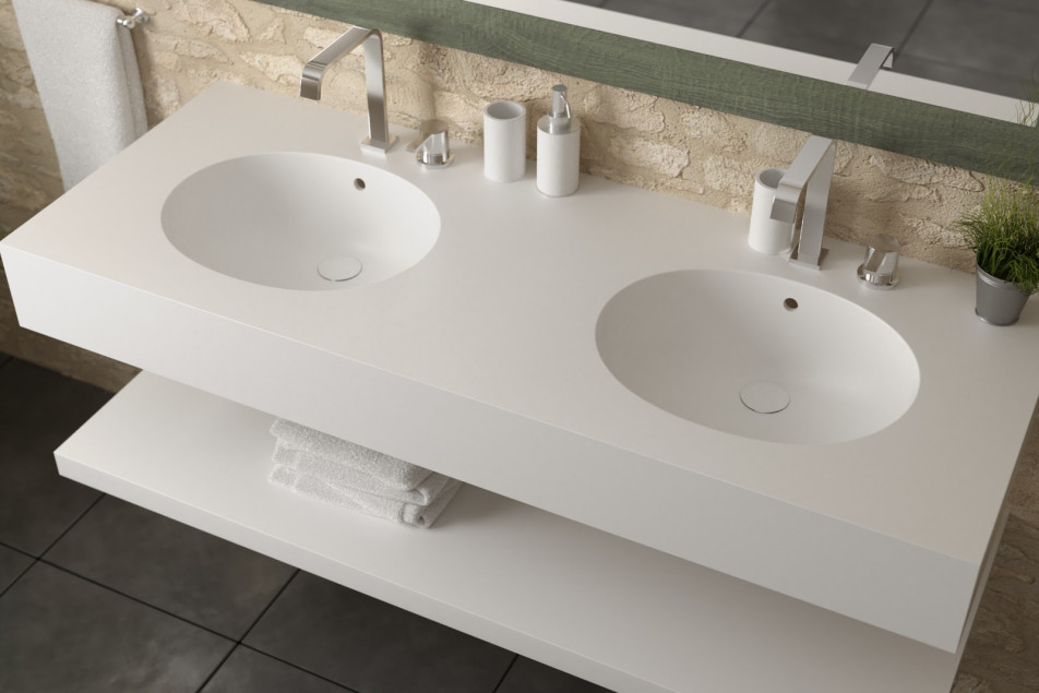 BARROW single washbasin in CORIAN® side view
