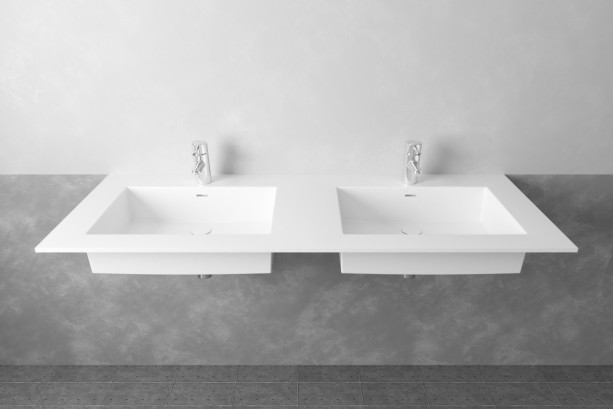 CABRITS double washbasin in Krion® side view