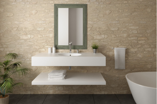 BARROW Single washbasin in CORIAN® side view