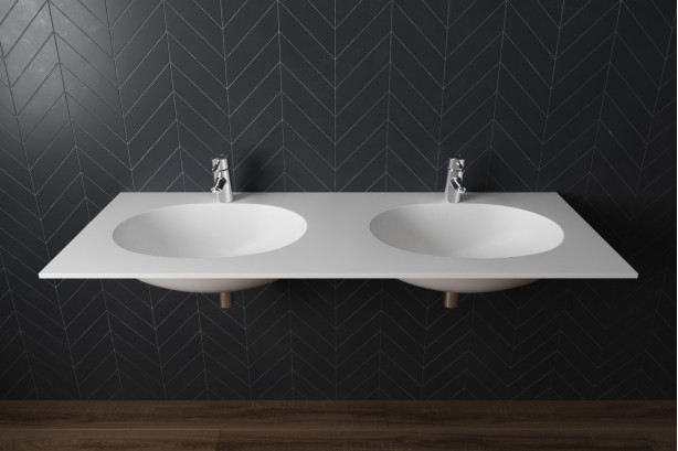 BERNIER double washbasin in CORIAN® side view