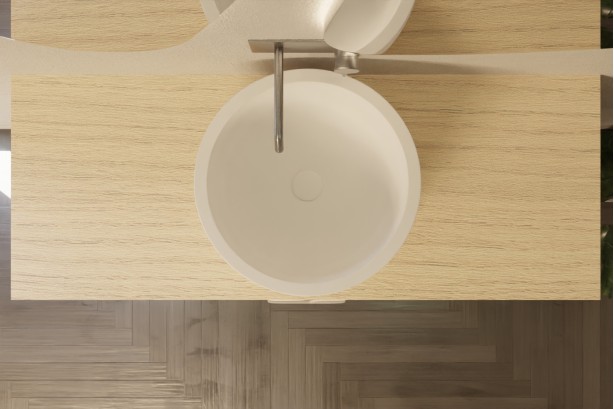 Equilibre 120 single washbasin unit in Opale Amazonie with profile handle top view