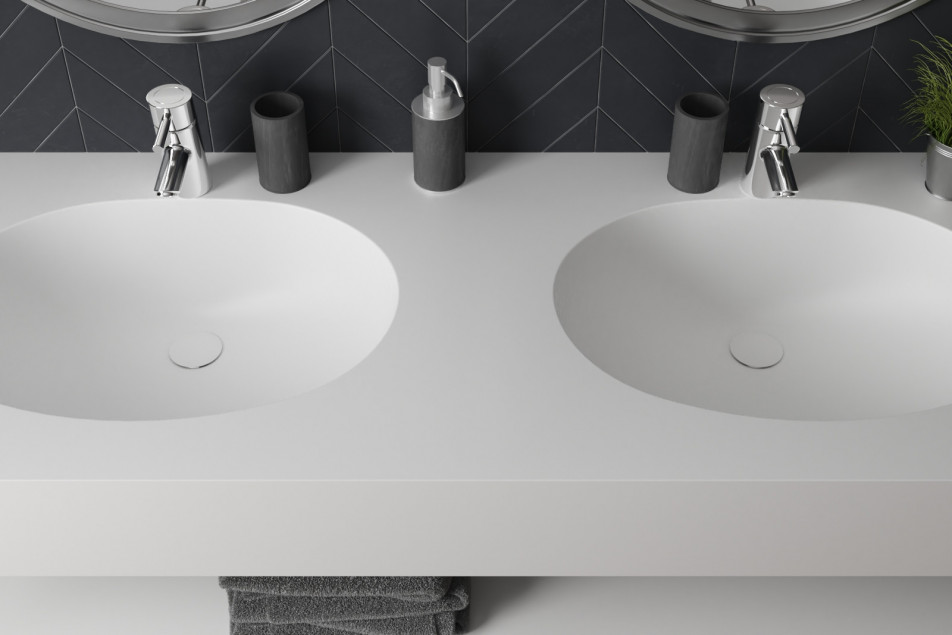 BERNIER single washbasin in CORIAN® top view