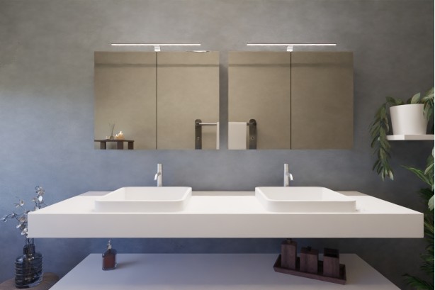 Mirror ARMONE 70 front view with washbasin top