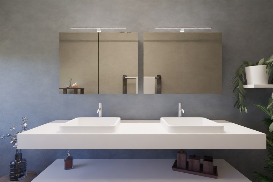 Mirror ARMONE 70 front view with washbasin top