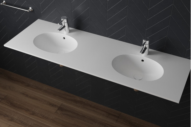 BIGGE double washbasin in CORIAN® front view