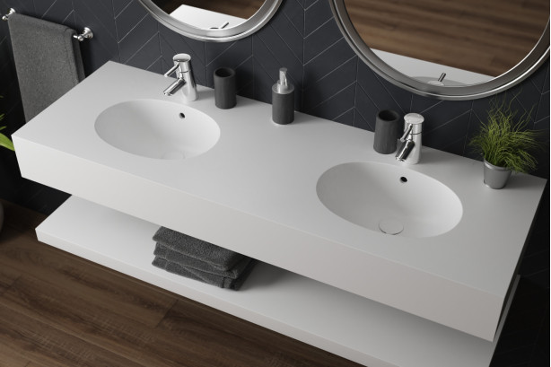 BIGGE single washbasin in CORIAN® side view