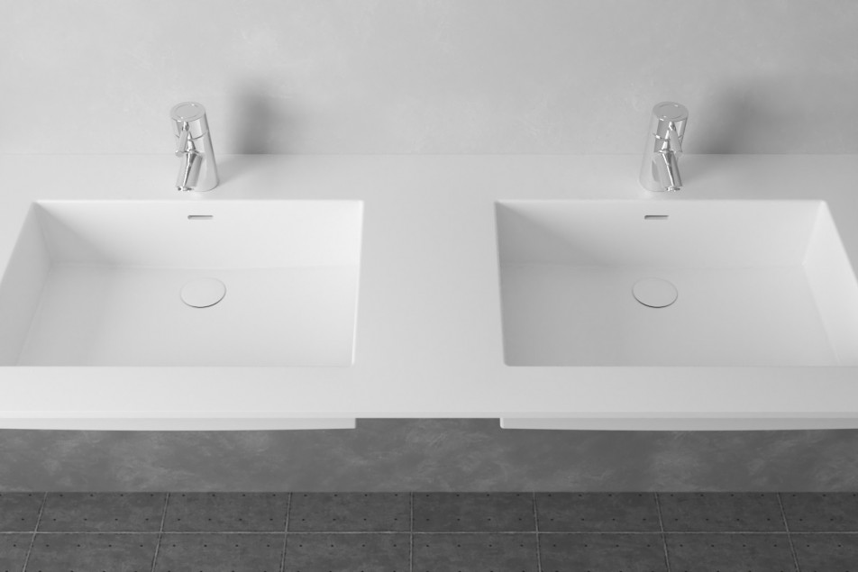 CABRITS double washbasin in Krion® top view