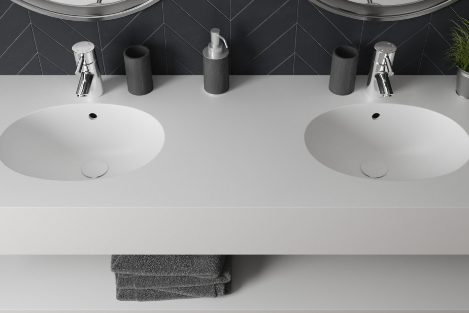 BIGGE single washbasin in CORIAN® top view