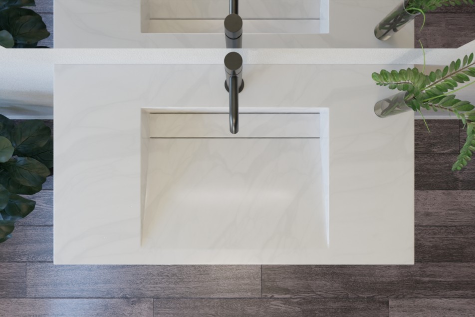 Plan vasque Carrara dark Krion® simple HOEDIC vue de dessus