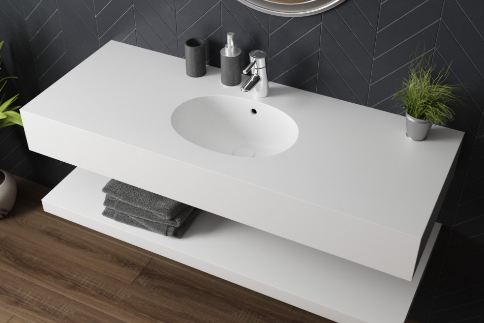 BIGGE single washbasin in CORIAN® side view