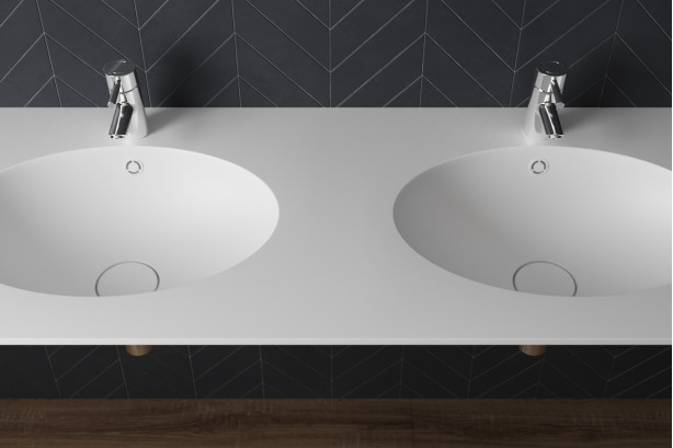CAPELOCK double washbasin in CORIAN® side view