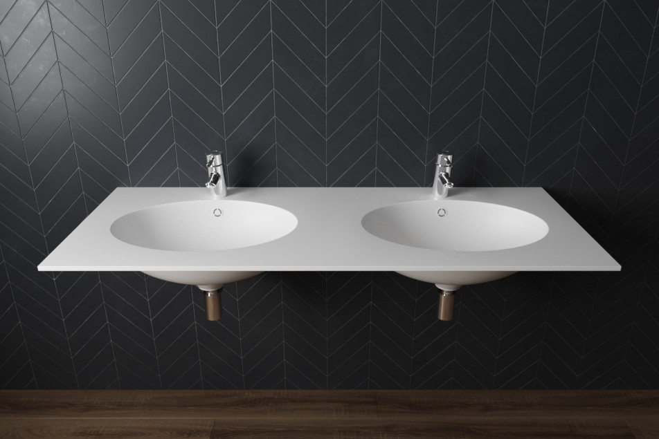CAPELOCK double washbasin in CORIAN® front view