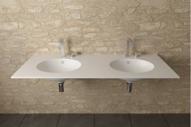 CHATHAM double washbasin in CORIAN® side view